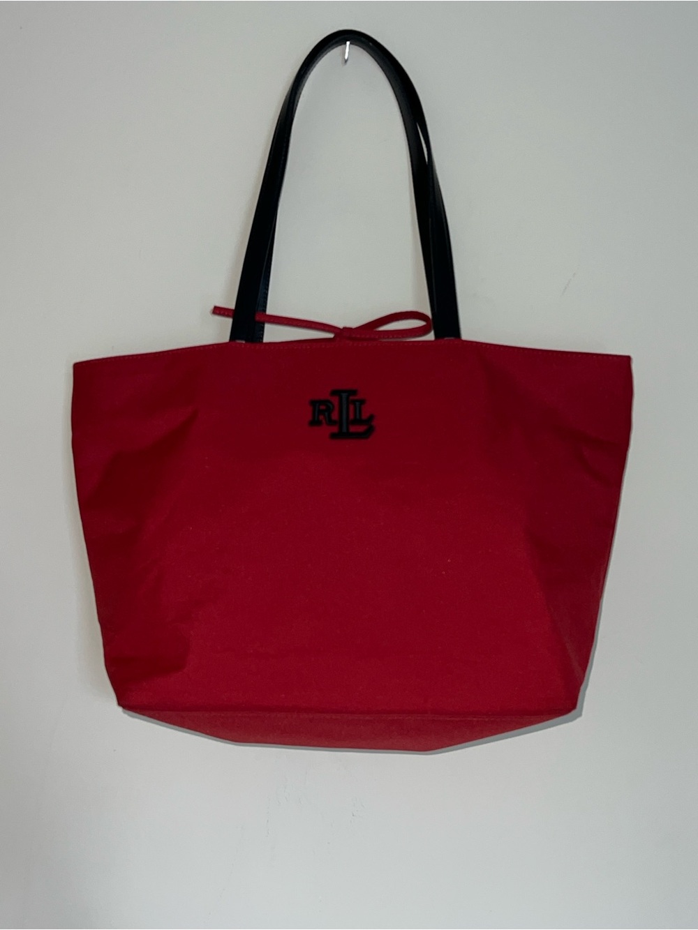 Ralph Lauren Red Canvas Shoulder Tote Bag